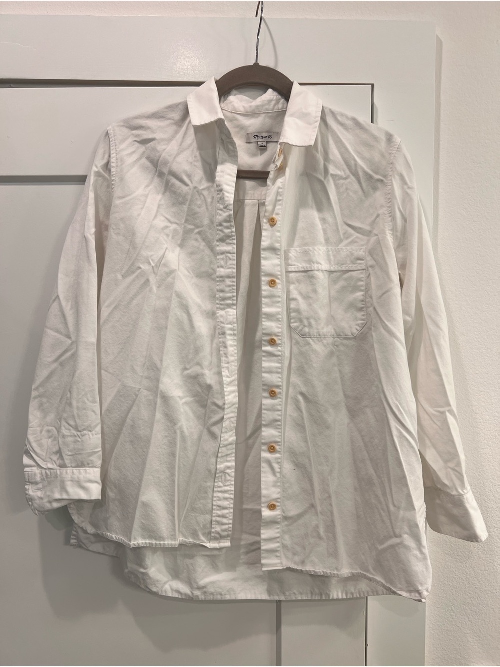 Madewell White Cotton Button-Down Shirt